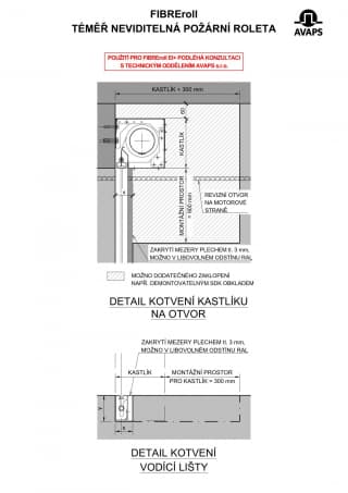 Schéma - téměř neviditelná požární roleta